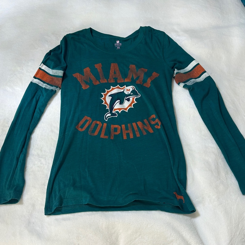 PINK Victoria's Secret Teal Miami Dolphins Kids Long Sleeve Tee